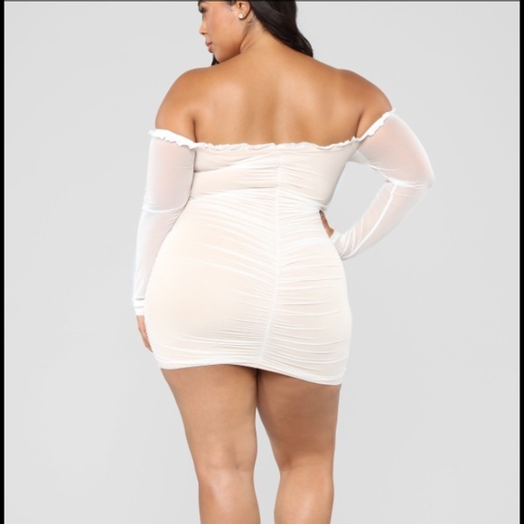 Fashionnova Curve Ruched Mesh Dress - Picture 3 of 8